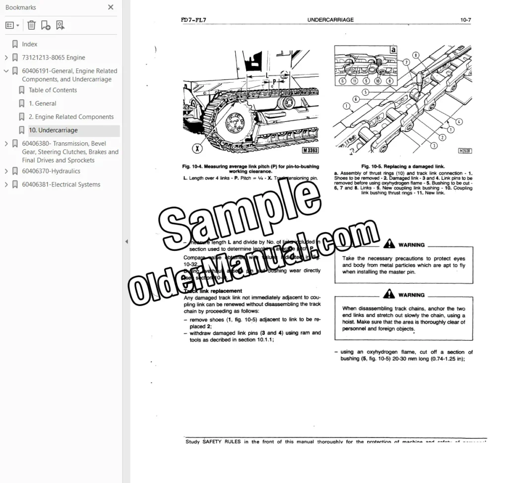 Fiatallis FD7 service manual sample page