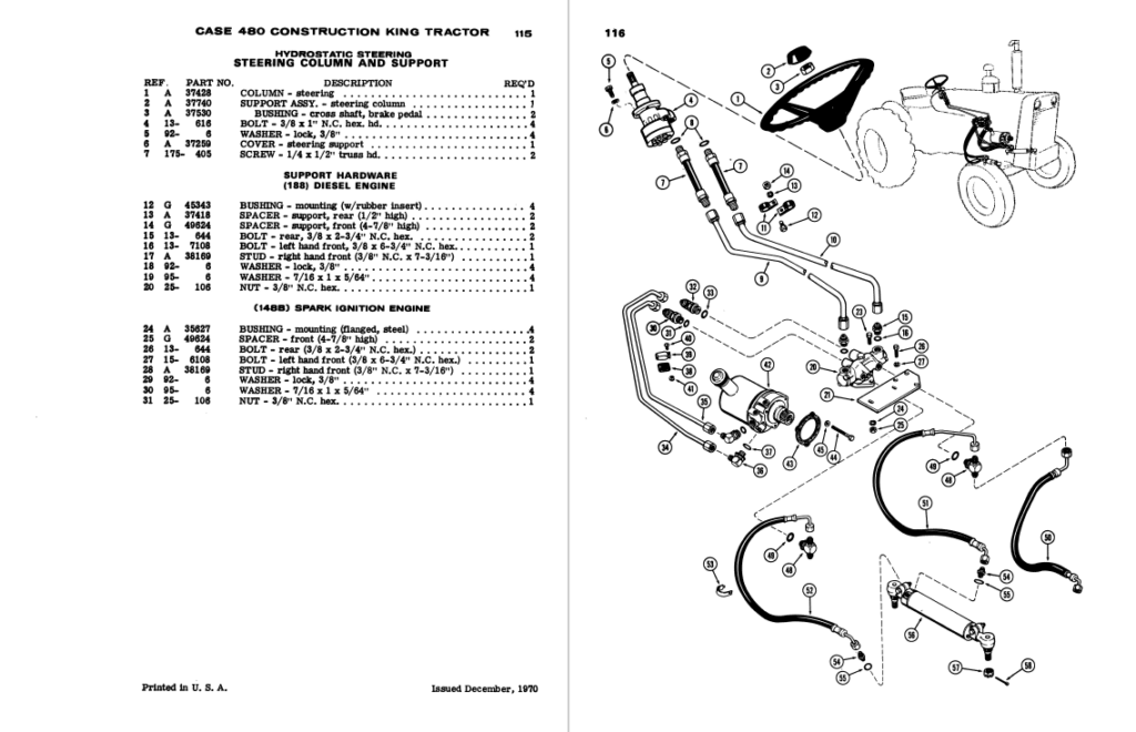Case 480 CK tractor parts manual sample page