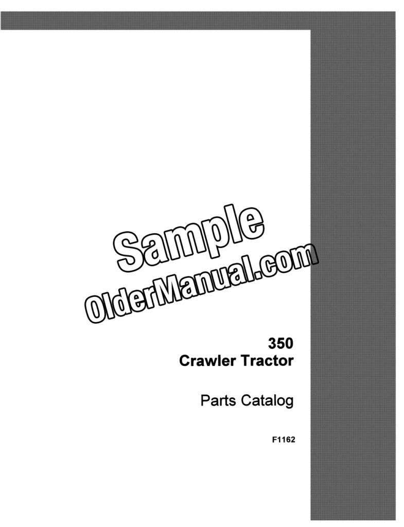 Case 350 crawler dozer parts manual cover page