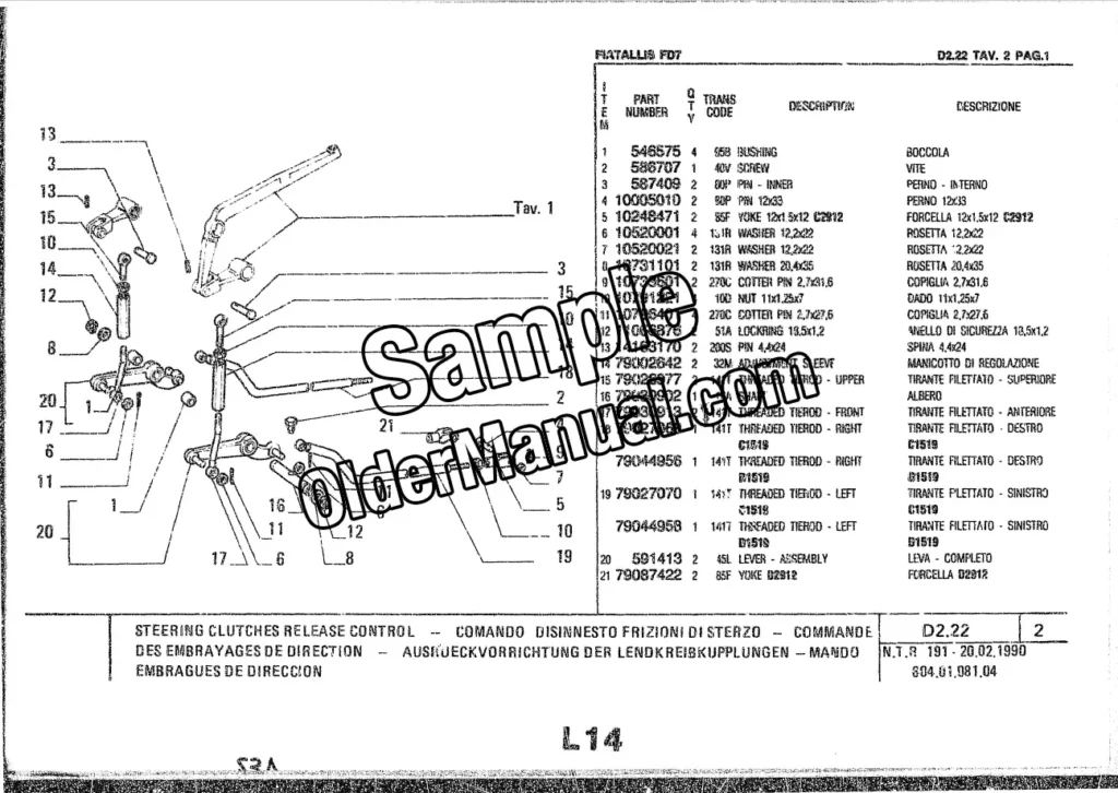 Fiatallis FD7 parts catalog sample page