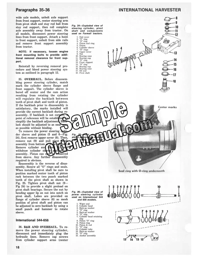 IH 44 56 66 68 84 86 shop manual sample page